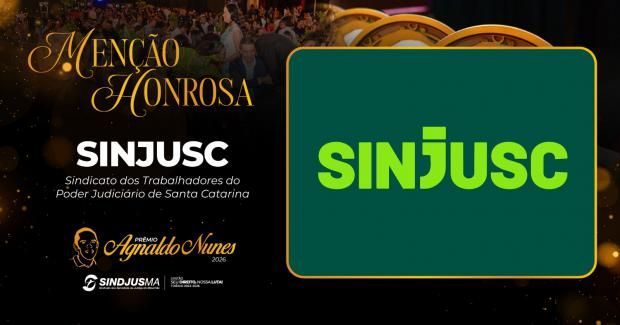 SINJUSC é homenageado com Menção Honrosa na V edição do Prêmio Agnaldo Nunes